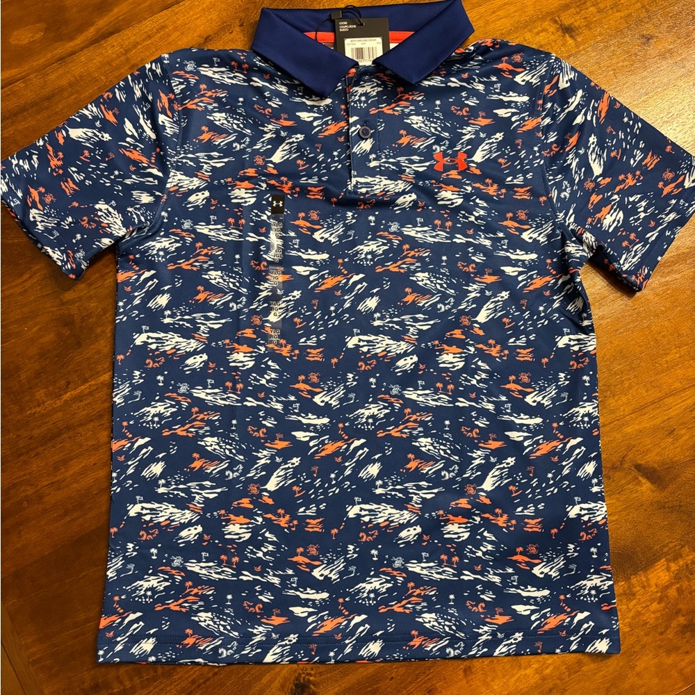 Under Armour Kids Blue Patterned Polo Shirt